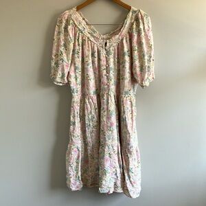 Lucky Brand Cream and Pink Tiered Sundress babydoll size XL cottagecore